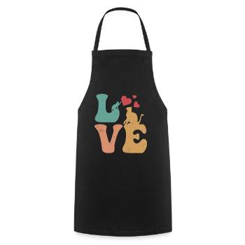 Cat LOVE Cat lovers I love cats - Cooking Apron - black - Front - AI Model Male 185 dark (185cm)