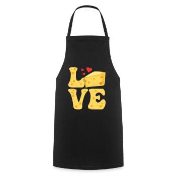 Käse Gouda Feta Cheddar LIEBE - Kochschürze - Schwarz - Vorne - AI Model Male 185 dark (185cm)
