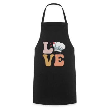 Chefkoch Kochen LIEBE - Kochschürze - Schwarz - Vorne - AI Model Male 185 dark (185cm)