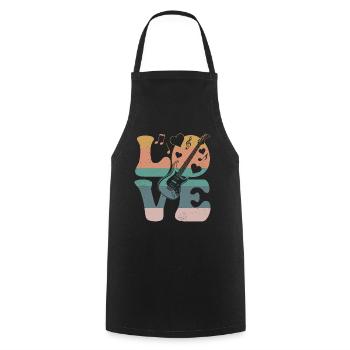 Electric Guitar Guitarist Instrument LOVE - Cooking Apron - black - Front - AI Model Male 185 dark (185cm)