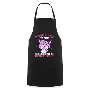 Furry Fandom Fursona Fox - Cooking Apron - black - Front - AI Model Male 185 dark (185cm)