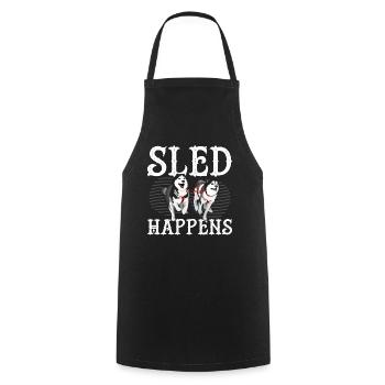Funny Mushing Dog Sled Ride Musher - Cooking Apron - black - Front - AI Model Male 185 dark (185cm)