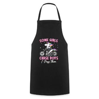 Dirt Bike Girl Female Dirt Biker - Cooking Apron - black - Front - AI Model Male 185 dark (185cm)