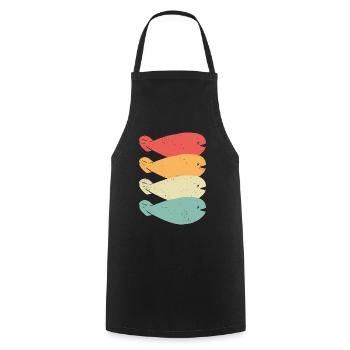 Drôle Sacabambaspis Poisson Meme Rétro - Tablier de cuisine - noir - Devant - AI Model Male 185 dark (185cm)