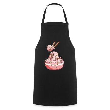 Kawaii Blob Fish Ramen Noodles Japanese Food - Cooking Apron - black - Front - AI Model Male 185 dark (185cm)