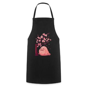 Kawaii Blobfish Japanese Cherry Blossoms - Cooking Apron - black - Front - AI Model Male 185 dark (185cm)