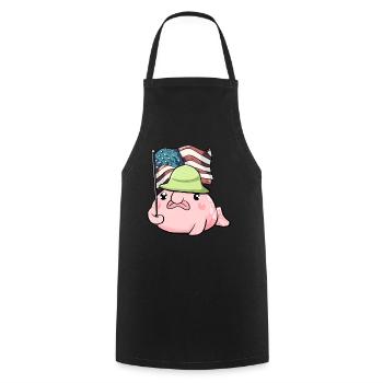 Kawaii patriotique Blobfish 4 juillet drapeau américain - Tablier de cuisine - noir - Devant - AI Model Male 185 dark (185cm)