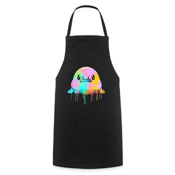 Kawaii Blobfish Dripping Paint - Cooking Apron - black - Front - AI Model Male 185 dark (185cm)