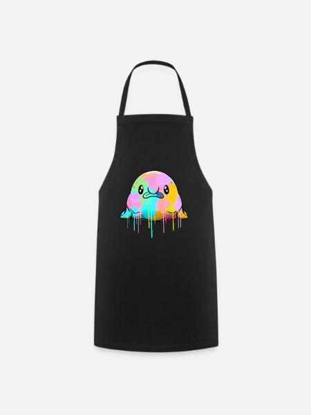 Kawaii Blobfisch tropft Farbe - Kochschürze - Schwarz