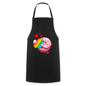 Blobfisch LGBTQ-Stolz Regenbogen - Kochschürze - Schwarz - Vorne - AI Model Male 185 dark (185cm)