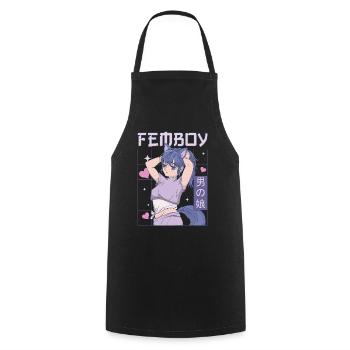 Femboy Crossdressing Crossdresser MTF Anime - Cooking Apron - black - Front - AI Model Male 185 dark (185cm)