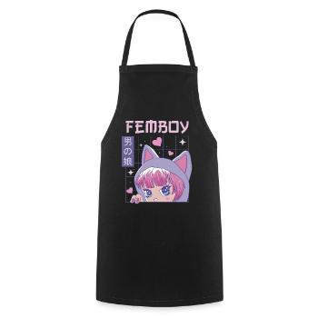 Femboy Crossdressing Crossdresser MTF Anime - Cooking Apron - black - Front - AI Model Male 185 dark (185cm)