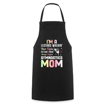 Maman gymnaste - Tablier de cuisine - noir - Devant - AI Model Male 185 dark (185cm)
