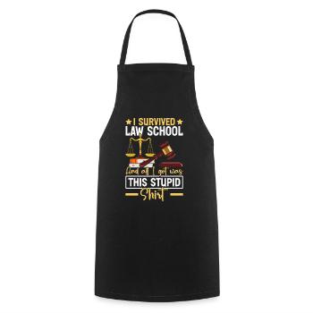 Drôle d’étudiant en droit - futur avocat - Tablier de cuisine - noir - Devant - AI Model Male 185 dark (185cm)