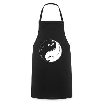 Sacabambaspis Poisson Meme Yin Yang - Tablier de cuisine - noir - Devant - AI Model Male 185 dark (185cm)