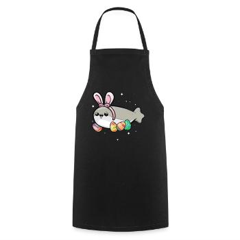 Sacabambaspis, Poisson, Meme, Lapin, Oeufs de Pâques - Tablier de cuisine - noir - Devant - AI Model Male 185 dark (185cm)