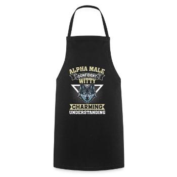 Men's Wolf - Cooking Apron - black - Front - AI Model Male 185 dark (185cm)