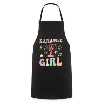 Groovy Female Singer Music Lover - Cooking Apron - black - Front - AI Model Male 185 dark (185cm)