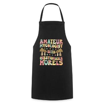 Chasse aux champignons - Tablier de cuisine - noir - Devant - AI Model Male 185 dark (185cm)