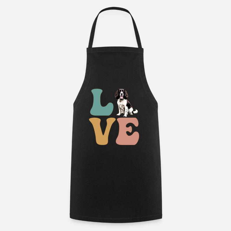 LOVE Springer Spaniel Chien - Tablier de cuisine - noir