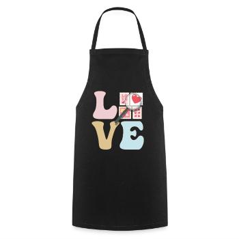 LOVE Stamp Collector Stamp Collecting - Cooking Apron - black - Front - AI Model Male 185 dark (185cm)