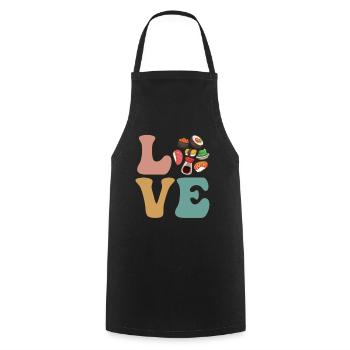 LOVE Sushi Japanese Food - Cooking Apron - black - Front - AI Model Male 185 dark (185cm)
