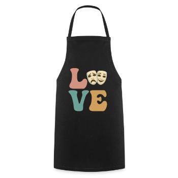 LOVE, Theatre, Drama, Comedy, Masquerade Theatre - Cooking Apron - black - Front - AI Model Male 185 dark (185cm)