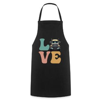 LOVE Trucker Truck Driver - Cooking Apron - black - Front - AI Model Male 185 dark (185cm)