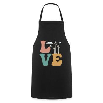 LOVE Wind Turbine Technician Energy Wind Power Plant - Cooking Apron - black - Front - AI Model Male 185 dark (185cm)