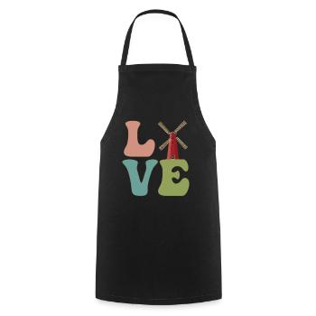 LOVE Wind Power Plant Wind Power - Cooking Apron - black - Front - AI Model Male 185 dark (185cm)