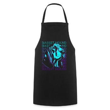 Basset Hound Dog Retro - Cooking Apron - black - Front - AI Model Male 185 dark (185cm)