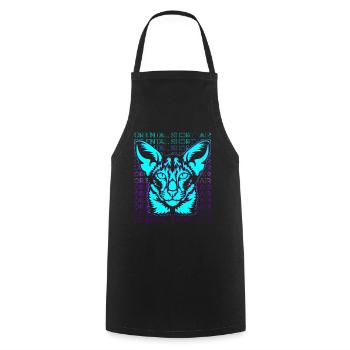 Orientalisch Kurzhaar Katze Retro - Kochschürze - Schwarz - Vorne - AI Model Male 185 dark (185cm)