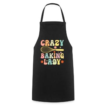Crazy Baking Lady Groovy Baking Girl Chef Boulanger - Tablier de cuisine - noir - Devant - AI Model Male 185 dark (185cm)