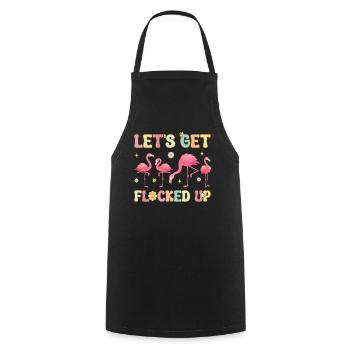 Funny Flamingo Flock Let's Blow Up - Cooking Apron - black - Front - AI Model Male 185 dark (185cm)