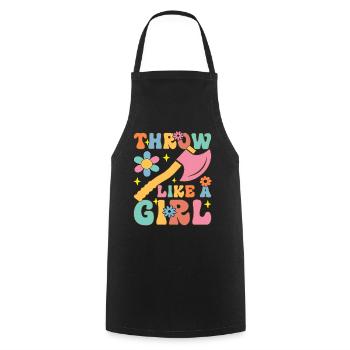 Groovy Axe Throwing Girl Axtwerferin wirft wie ein - Kochschürze - Schwarz - Vorne - AI Model Male 185 dark (185cm)
