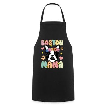 Boston Mom Groovy Boston Terrier Mom - Cooking Apron - black - Front - AI Model Male 185 dark (185cm)