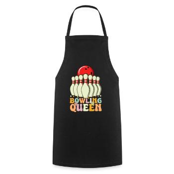 Bowling Queen Groovy Bowlingspielerin - Kochschürze - Schwarz - Vorne - AI Model Male 185 dark (185cm)