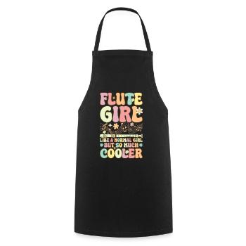 Flute Girl Like A Normal Girl Groovy Flute - Cooking Apron - black - Front - AI Model Male 185 dark (185cm)