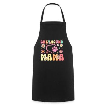 Greyhound Mom Groovy Dog Lover Dog Mom - Cooking Apron - black - Front - AI Model Male 185 dark (185cm)