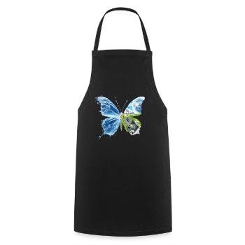 Frutiger Aero Aesthetic Butterfly Computer Fishes - Kochschürze - Schwarz - Vorne - AI Model Male 185 dark (185cm)