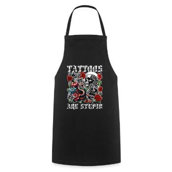 Tattoos Are Stupid Funny Anti Tattoo Skull Rose - Kochschürze - Schwarz - Vorne - AI Model Male 185 dark (185cm)
