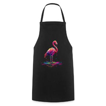 Flamant rose Pop Art - Tablier de cuisine - noir - Devant - AI Model Male 185 dark (185cm)