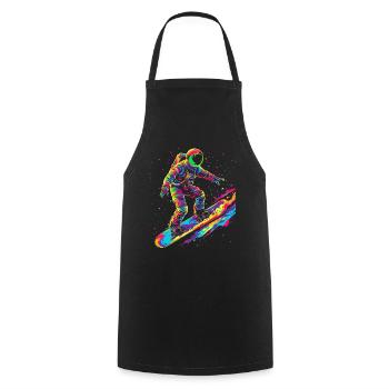 Astronaut Surfing Planet Space Pop Art - Cooking Apron - black - Front - AI Model Male 185 dark (185cm)