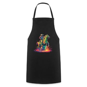 Barrel Racer Barrel Race Rodeo Pop Art - Cooking Apron - black - Front - AI Model Male 185 dark (185cm)