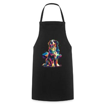 Bernese Mountain Dog Forest Pop Art - Cooking Apron - black - Front - AI Model Male 185 dark (185cm)