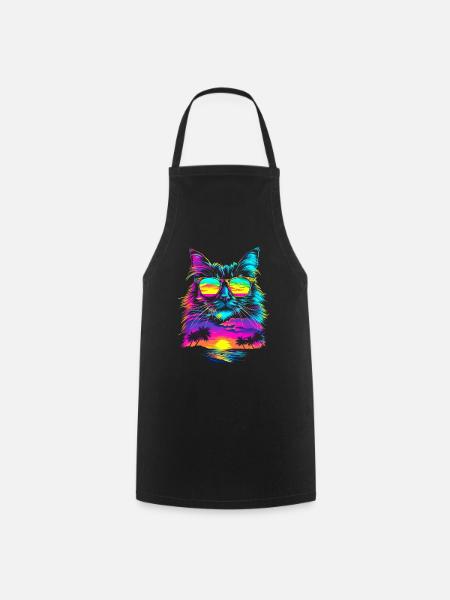Birma Katze Sonnenbrille Strand Sonnenuntergang Po - Kochschürze - Schwarz