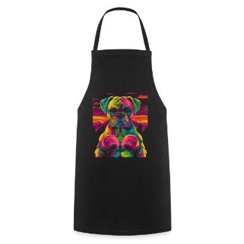 Boxer Boxing Bulldog Dog Pop Art - Cooking Apron - black - Front - AI Model Male 185 dark (185cm)