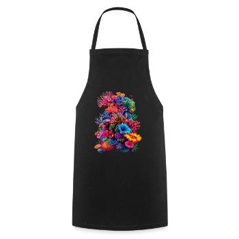 Coral Reef Sea Ocean Pop Art - Cooking Apron - black - Front - AI Model Male 185 dark (185cm)