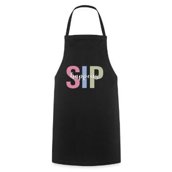 Wine drinker drinks wine glass - Cooking Apron - black - Front - AI Model Male 185 dark (185cm)