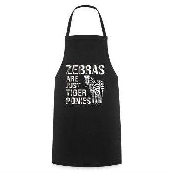 Funny Zebra Lovers Zebras Are Just Tiger Ponies - Cooking Apron - black - Front - AI Model Male 185 dark (185cm)